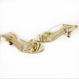 Connie Gold Strappy “Rosalie” Heels Size 8.5M